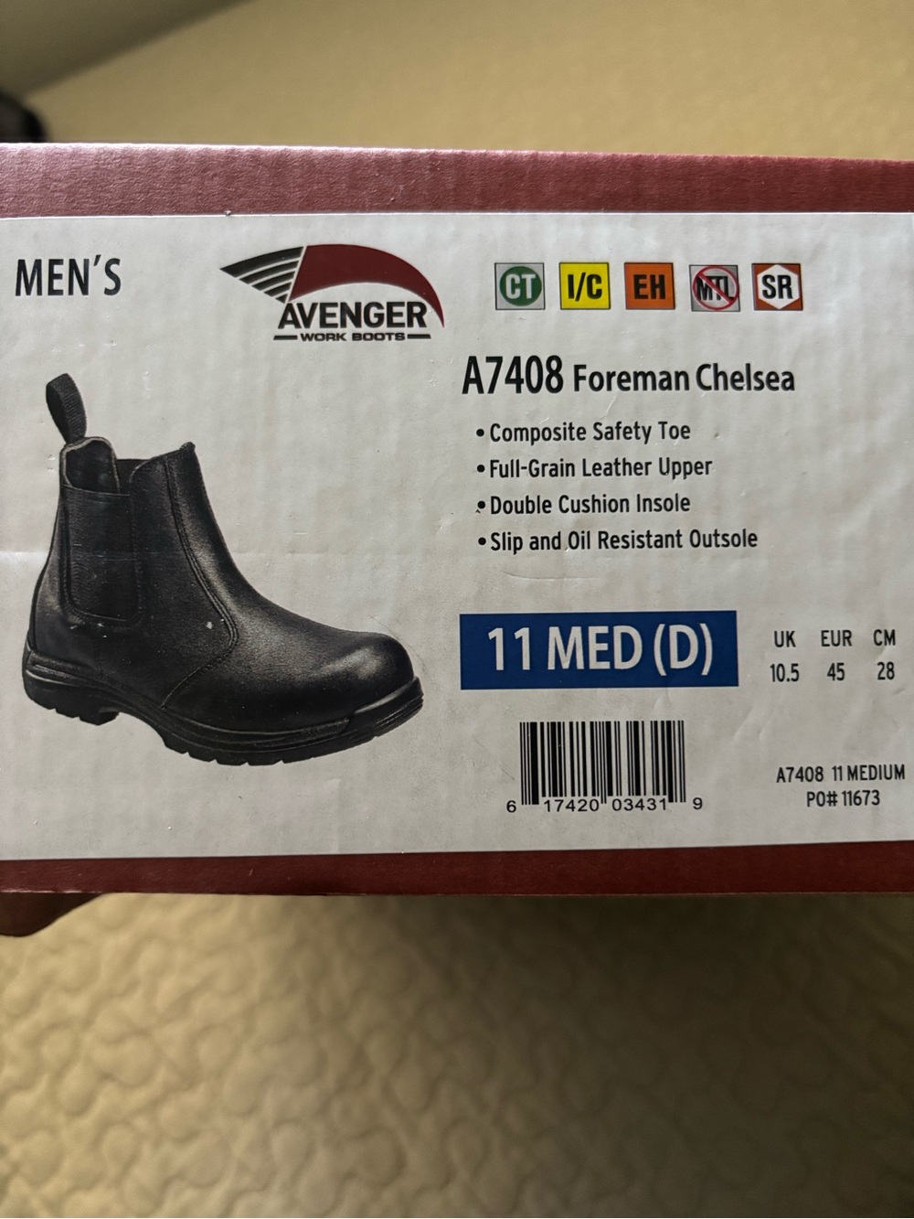Avenger A7408 Foreman Chelsea Men's Black Work Boots